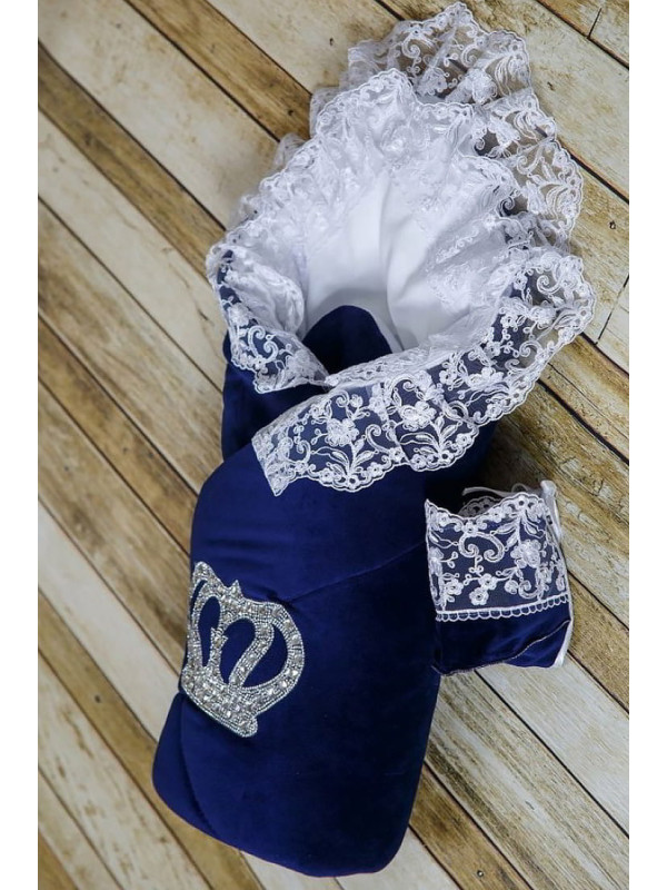 Конверт Бархат синий-серебро