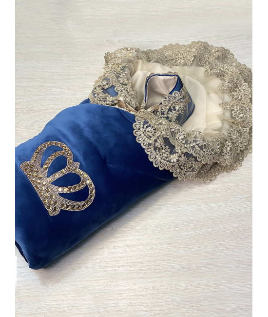 Конверт на выписку Бархат синий-золото