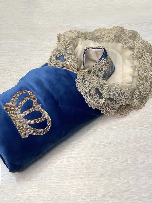 Конверт Бархат синий-золото