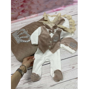 Комплект на выписку Бархат Лайт-Джентльмен какао