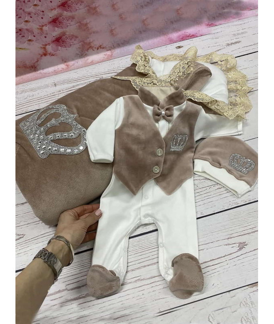 Комплект на выписку Бархат Лайт-Джентльмен какао