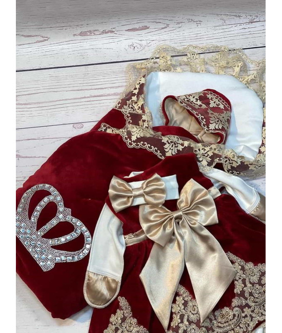 Комплект на выписку Бархат Лайт-Лея бордовый