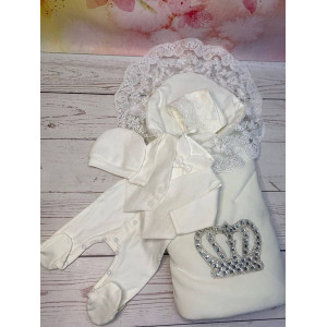 Комплект на выписку Бархат Лайт-Джентльмен молочный