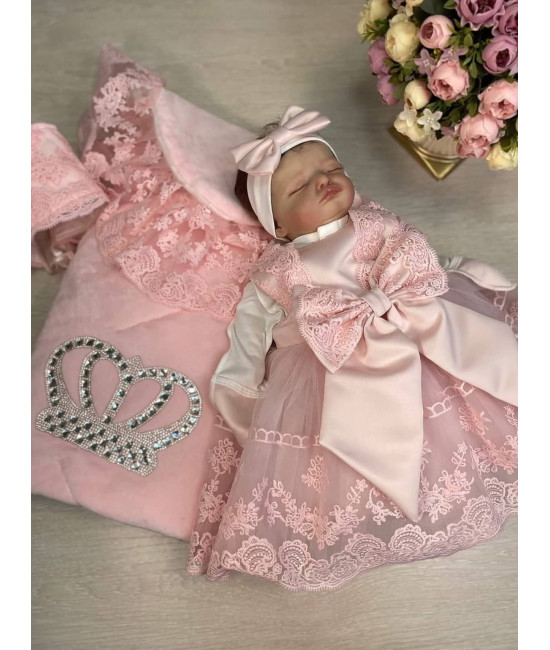 Комплект на выписку Бархат Лайт-Буше розовый