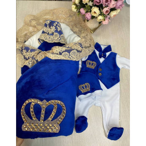 Комплект Бархат Лайт-Джентльмен яркий синий-золото