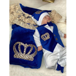 Комплект Бархат Лайт-Джентльмен яркий синий-золото