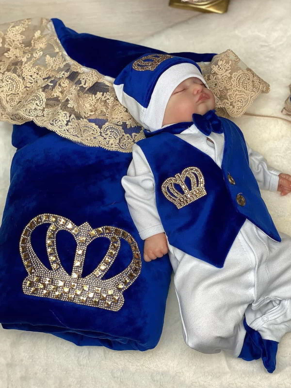 Комплект Бархат Лайт-Джентльмен яркий синий-золото