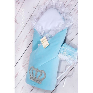 Конверт на выписку Бархат Лайт голубой