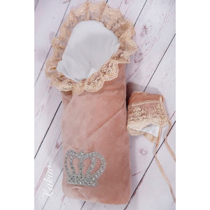 Конверт на выписку Бархат Лайт голубой