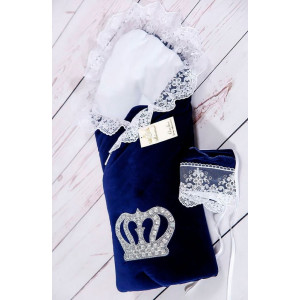 Конверт на выписку Бархат Лайт синий