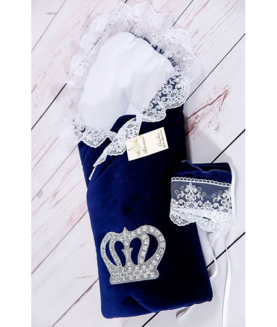 Конверт на выписку Бархат Лайт синий