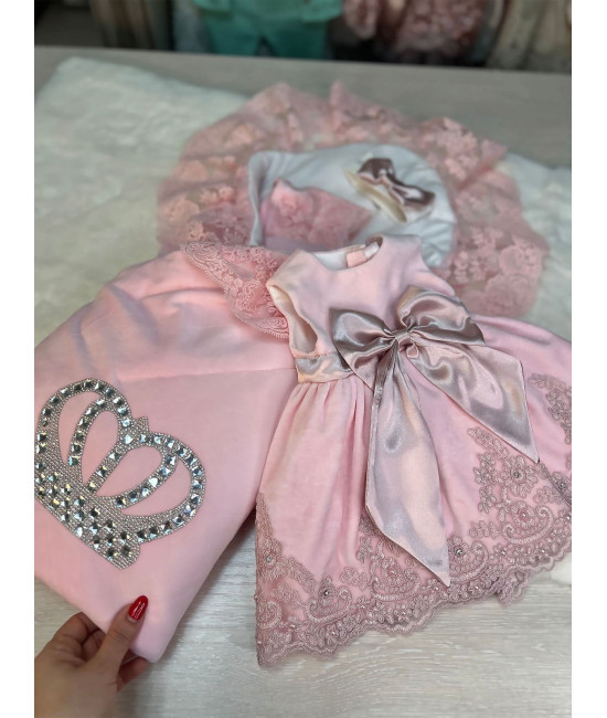 Комплект на выписку Бархат Лайт-Лея розовый