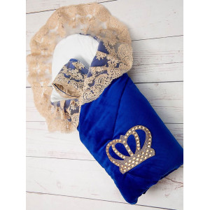 Конверт на выписку Бархат Лайт яркий-синий золото