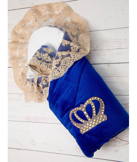 Конверт на выписку Бархат Лайт яркий-синий золото