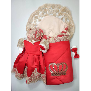 Комплект на выписку Тафта-Милана красный