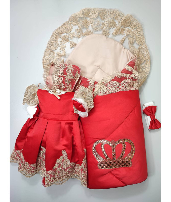 Комплект на выписку Тафта-Милана красный