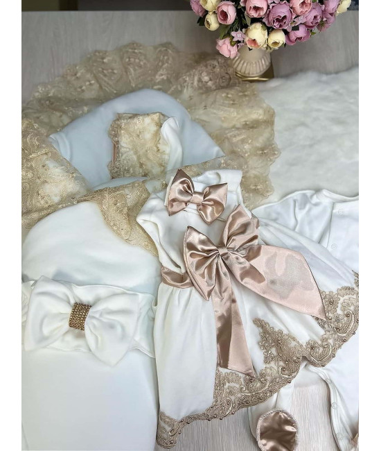 Комплект на выписку Бекки-Лея молочный-какао