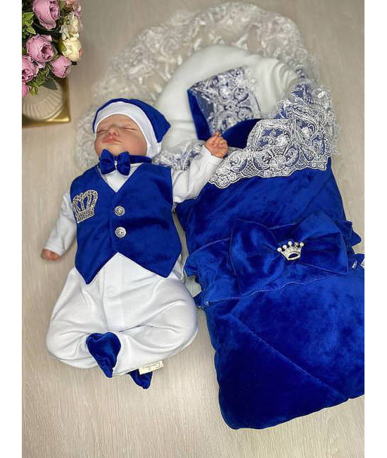 Комплект на выписку для мальчика Бекки-Джентльмен яркий-синий