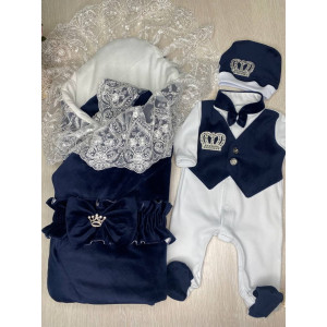 Комплект на выписку для мальчика Бекки-Джентльмен синий