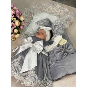 Комплект на выписку для девочки Бекки-Лея серый