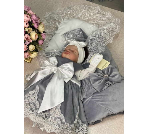 Комплект на выписку для девочки Бекки-Лея серый