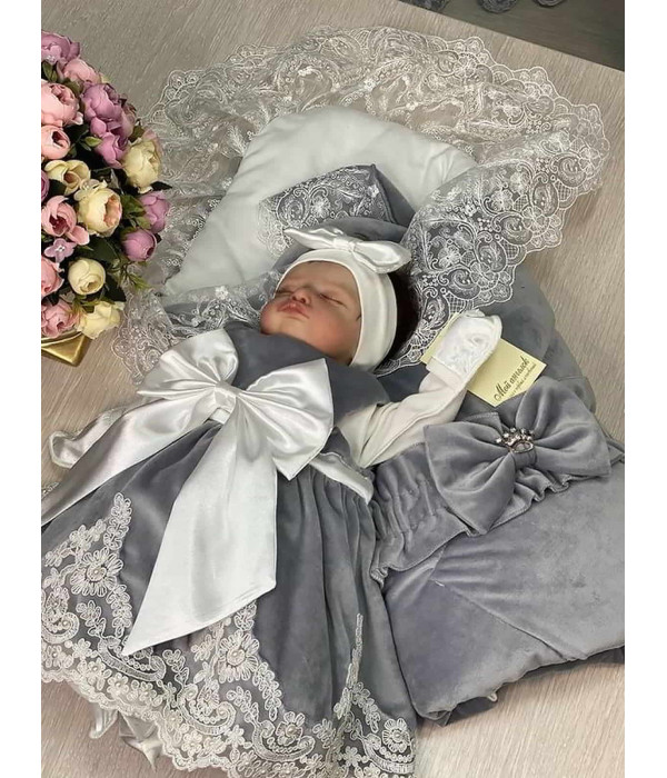 Комплект на выписку для девочки Бекки-Лея серый