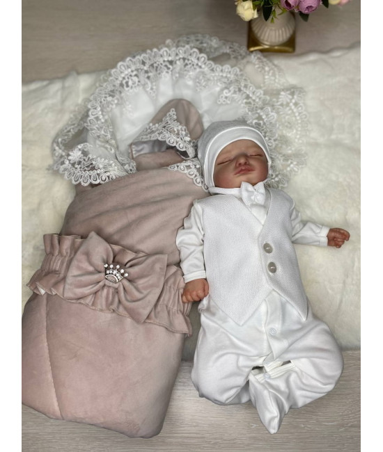 Комплект на выписку для мальчика Бекки-Джентльмен какао-молочный