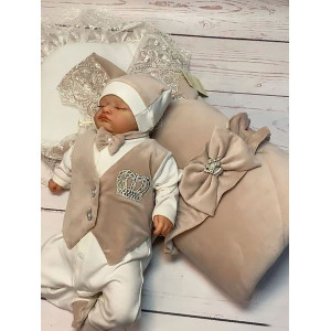 Комплект на выписку для мальчика Бекки-Джентльмен какао