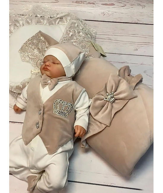 Комплект на выписку для мальчика Бекки-Джентльмен какао