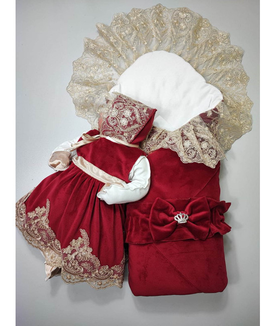 Комплект на выписку Бекки-Лея бордовый