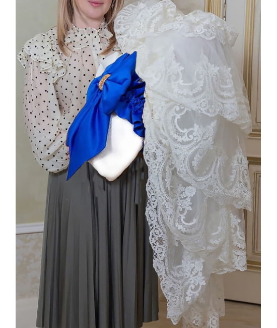 Конверт на выписку Бель молочный-синий