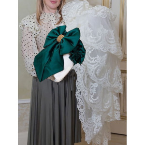 Конверт на выписку Бель молочный-изумруд