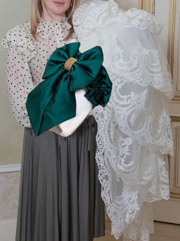 Конверт Бель молочный-изумруд