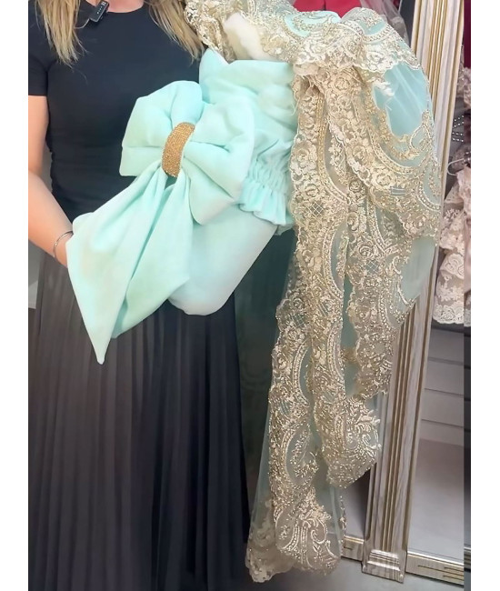 Конверт на выписку Бель бархатный тиффани-золото