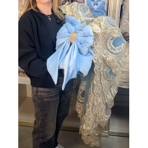 Конверт на выписку Бель бархатный голубой-золото