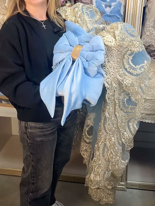 Конверт Бель бархатный голубой-золото