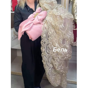 Конверт на выписку Бель бархатный розовый-золото