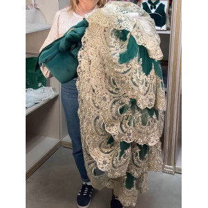 Конверт на выписку Бель бархатный зеленый-золото