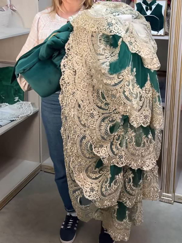 Конверт Бель бархатный зеленый-золото