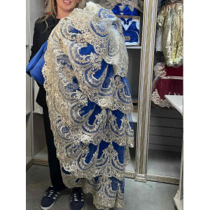 Конверт на выписку Бель бархатный синий-золото