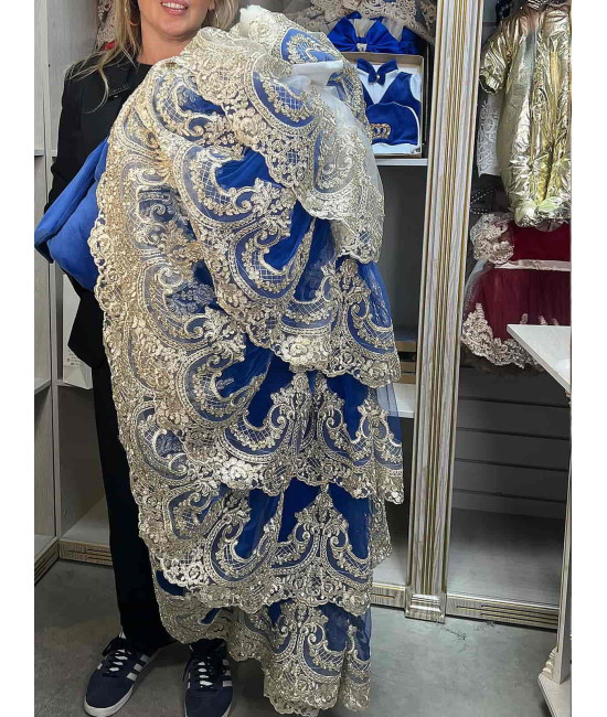 Конверт на выписку Бель бархатный синий-золото