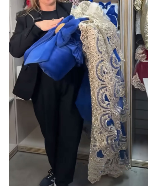 Конверт на выписку Бель бархатный синий-золото