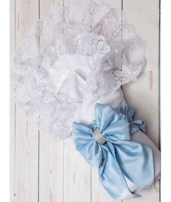 Конверт на выписку Дора белый-голубой