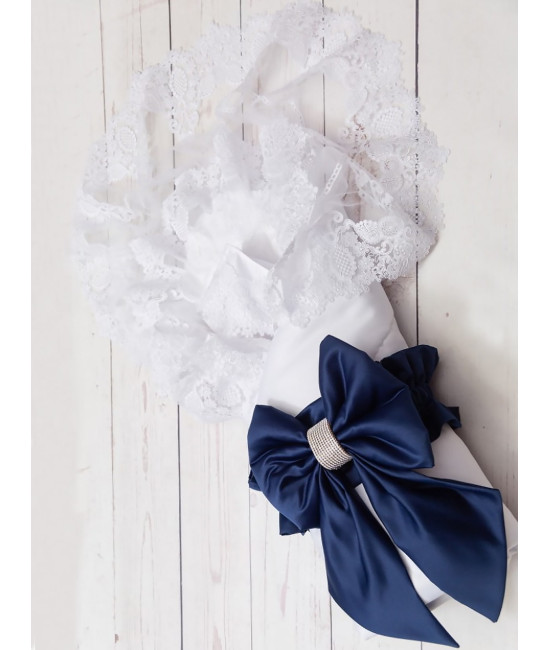 Конверт на выписку Дора белый-синий