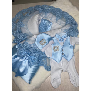 Комплект на выписку Императорский-Джентльмен голубой