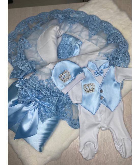 Комплект на выписку Императорский-Джентльмен голубой