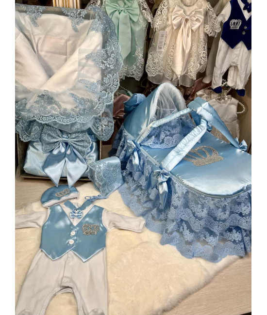 Комплект на выписку Императорский-Джентльмен голубой