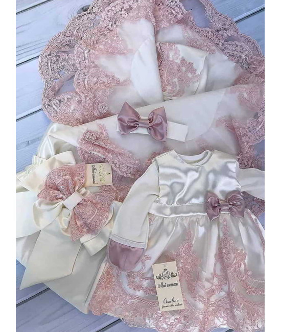 Комплект на выписку Самия-Принцесса молочный-пудра