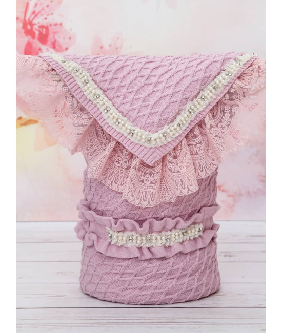 Вязаный конверт Жемчуг пудра