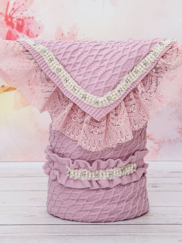 Вязаный конверт Жемчуг пудра